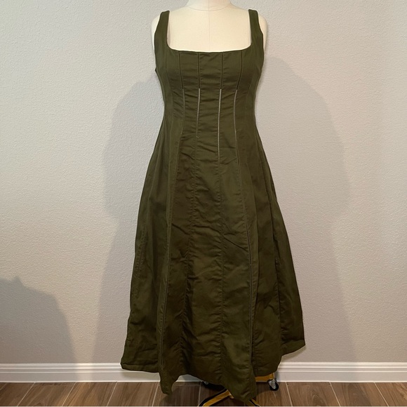 Tecovas x Kristopher Brock India Maxi Dress in Olive Green, size XL - Picture 1 of 8